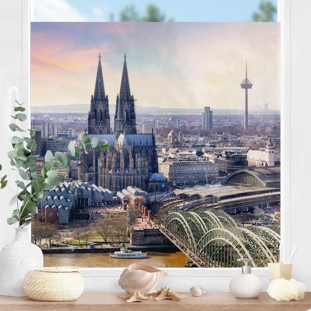 Pellicola adesiva per vetri Lo skyline di Colonia con la cattedrale