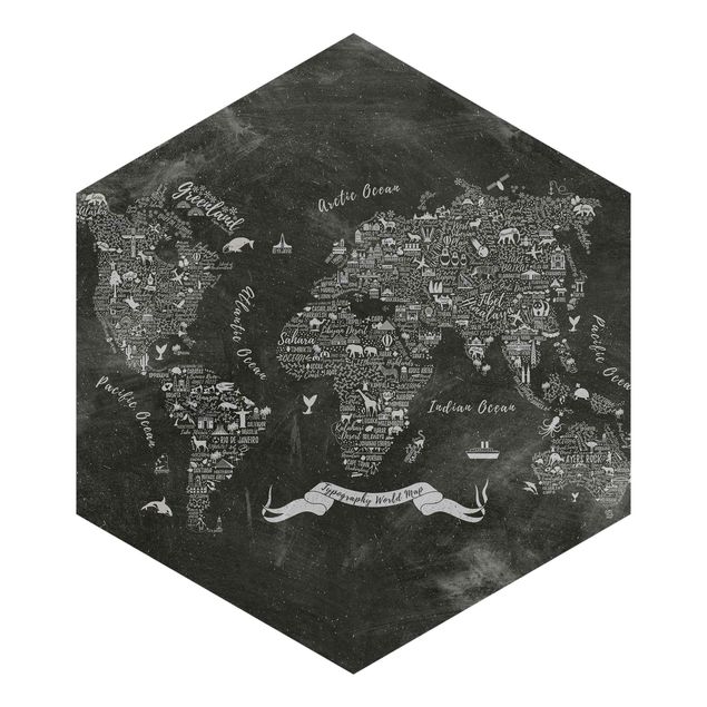 Fotomurale Mappa del mondo in gesso tipografico