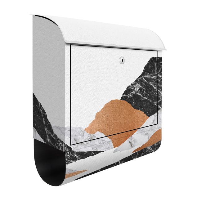 Cassette della posta con paesaggio Paesaggio in marmo e rame II