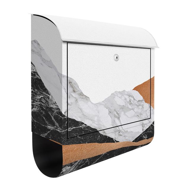 Cassette della posta con paesaggio Paesaggio in marmo e rame