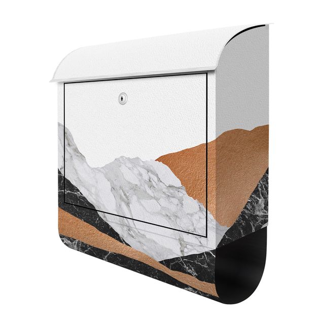 Cassette della posta grigie Paesaggio in marmo e rame