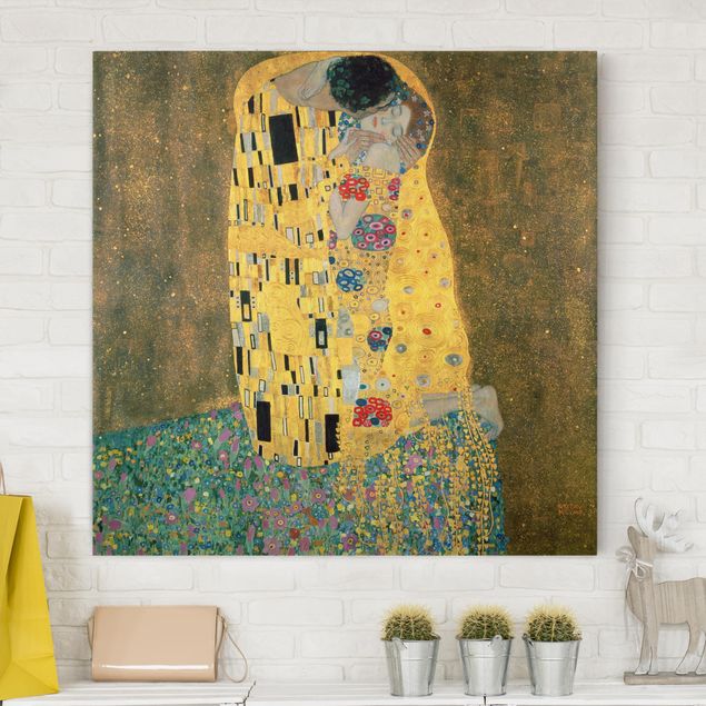 Stampa su tela - Gustav Klimt - The Kiss - Quadrato 1:1