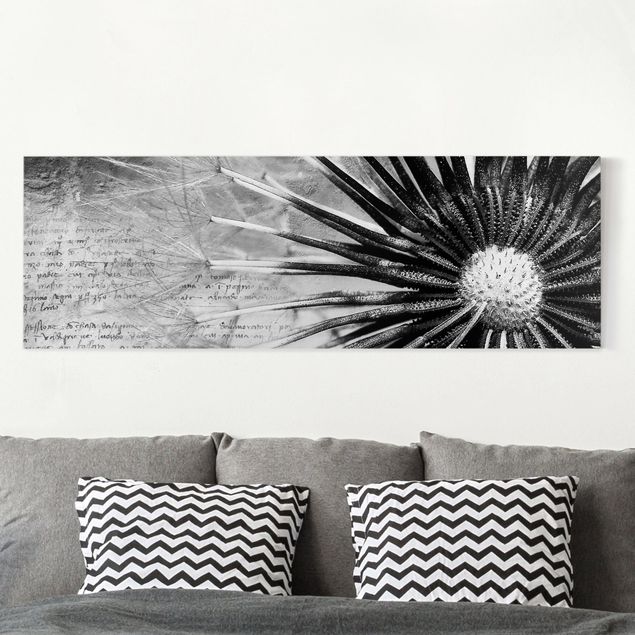Stampa su tela - Dandelion Black & White - Panoramico