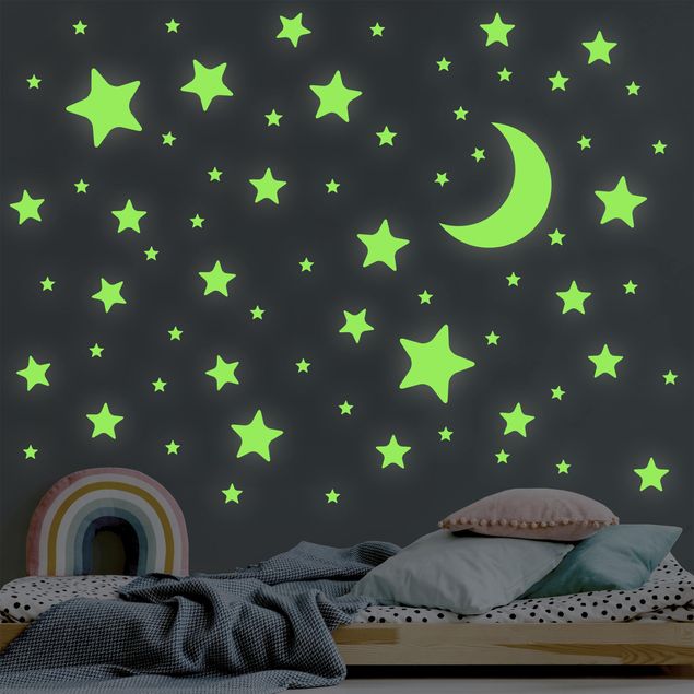 Decorazioni camera neonato Kit per tatuaggio su parete luminosa Luna e stelle