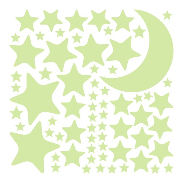 Stickers murali spazio Kit per tatuaggio su parete luminosa Luna e stelle