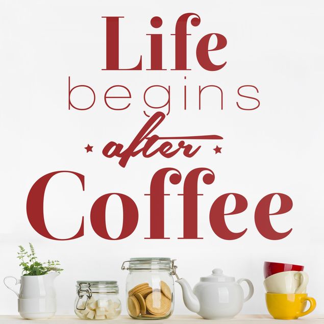 Frasi adesive per pareti Life begins after coffee