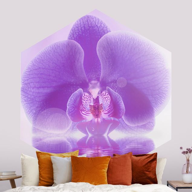 Carte da parati con orchidee Orchidea viola sull'acqua