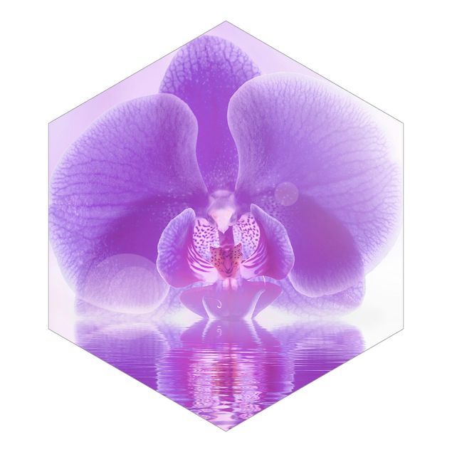 carta da parete Orchidea viola sull'acqua
