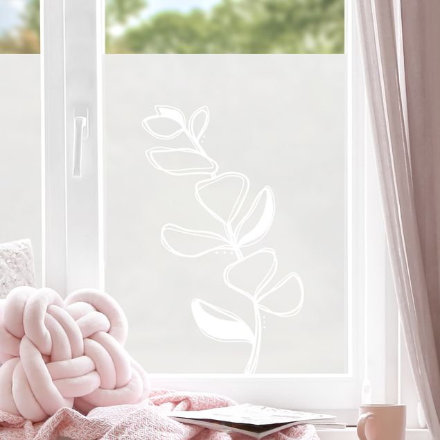 Adesivi per finestre fiori Line Art - Ramo di eucalipto