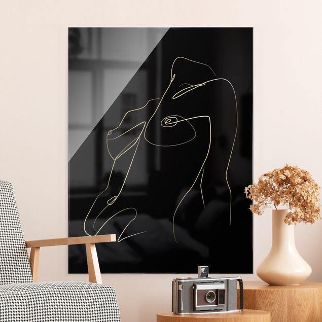 Ritratto quadro Line Art - Parte superiore del corpo di donna nero