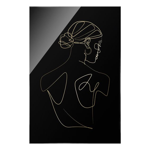 Glas Magnetboard Line Art - Schiena di donna Nero