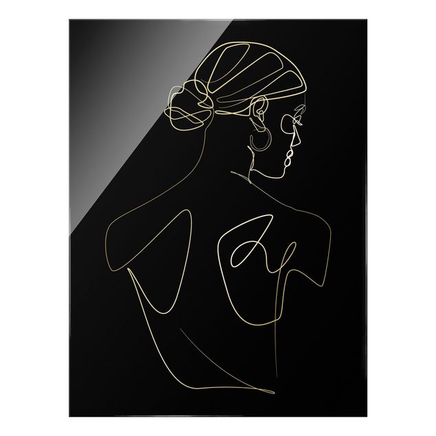 Glas Magnetboard Line Art - Schiena di donna Nero