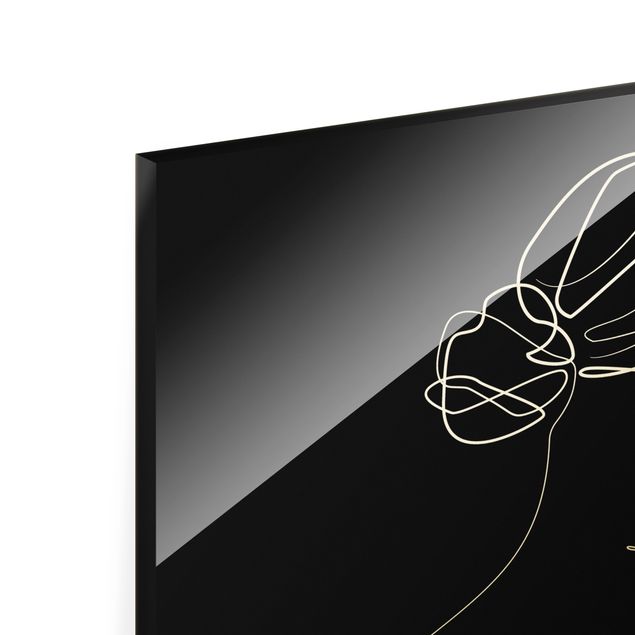 Quadro in vetro - Line Art - Schiena di donna in nero - Formato verticale