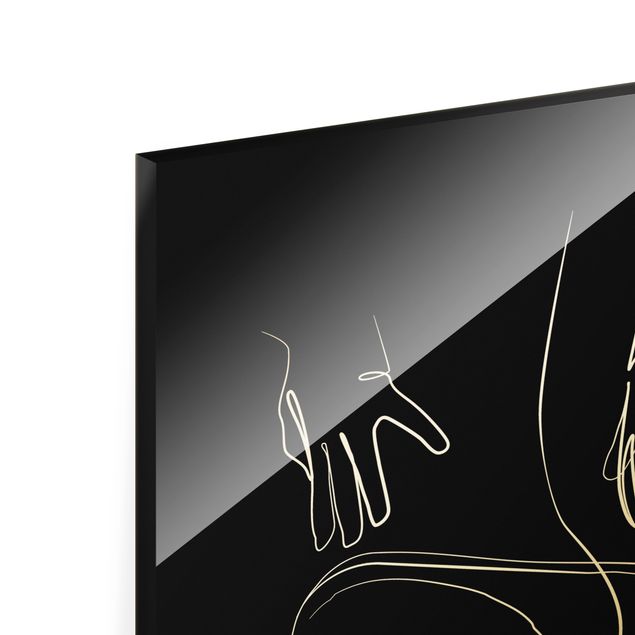 Quadro in vetro - Line Art - Parte inferiore femminile in nero - Formato verticale