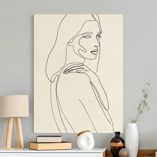 Stile di pittura Line Art - Donna spalla Bianco e Nero