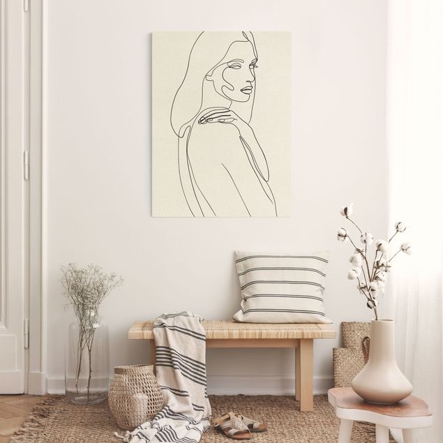 Quadro moderno Line Art - Donna spalla Bianco e Nero