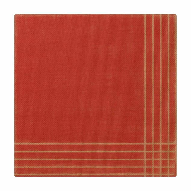 Tappetino di sughero - Incontro di linee su rosso - Quadrato 1:1