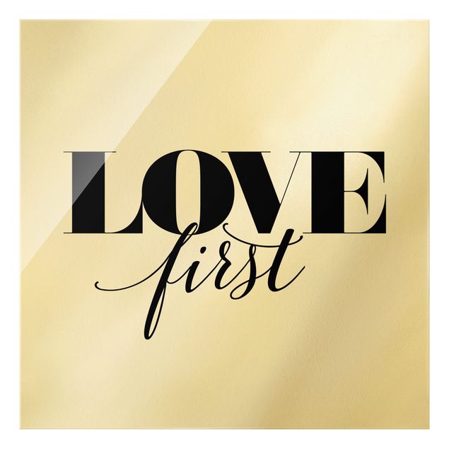 Glas Magnettafel Love First