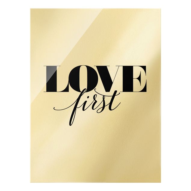 Glas Magnetboard Love First