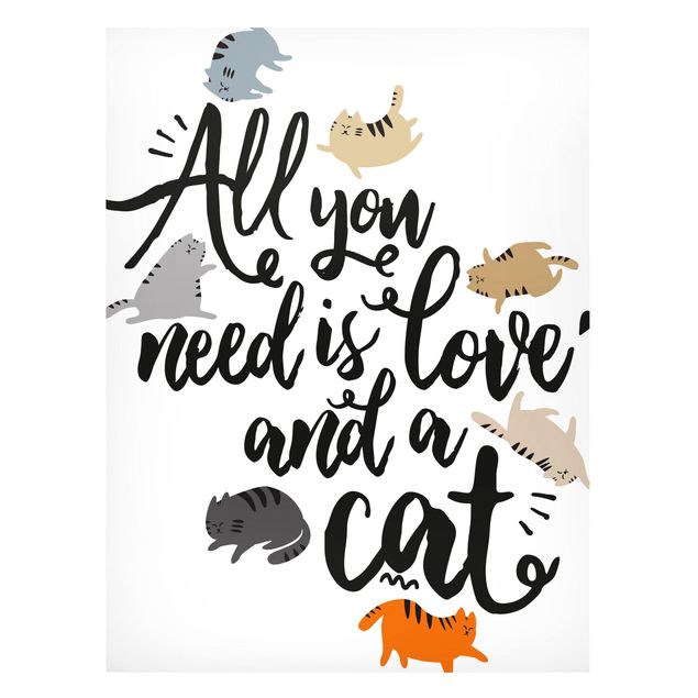 Lavagne magnetiche con frasi All You Need Is Love And A Cat