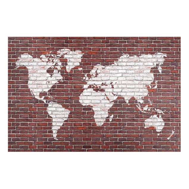 Quadri tridimensionali Mappa del mondo in mattoni
