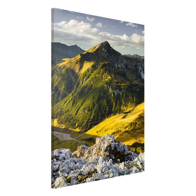 Quadri con paesaggio Montagne e valle delle Alpi di Lechtal in Tirolo