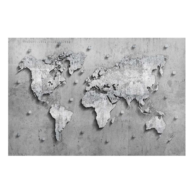 Lavagne magnetiche effetto pietra Mappa del mondo in cemento