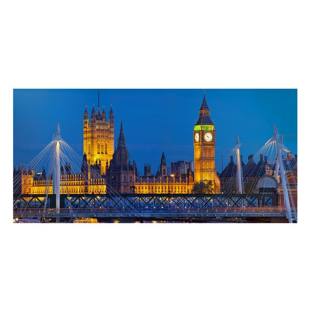 Lavagne magnetiche con architettura e skylines Big Ben e Westminster Palace a Londra di notte