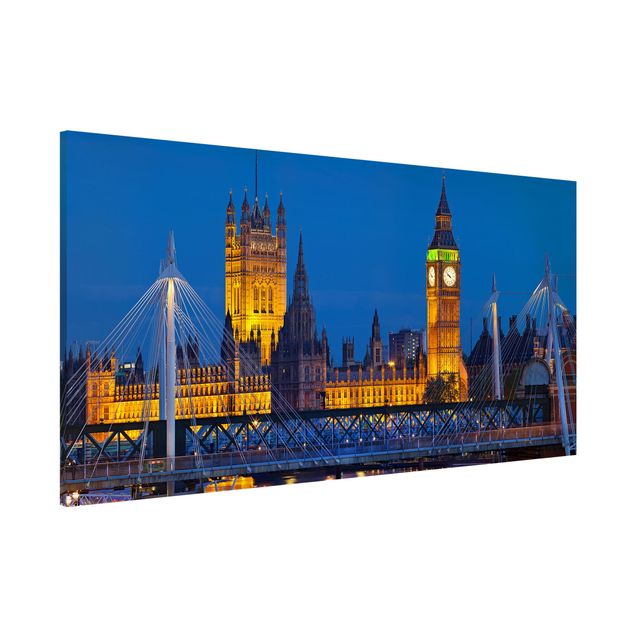 Quadro Londra Big Ben e Westminster Palace a Londra di notte