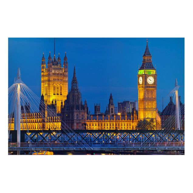 Lavagne magnetiche con architettura e skylines Big Ben e Westminster Palace a Londra di notte