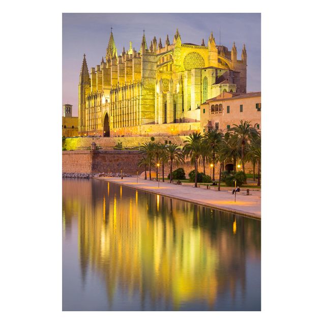 Lavagne magnetiche con architettura e skylines Riflesso d'acqua della Cattedrale di Maiorca
