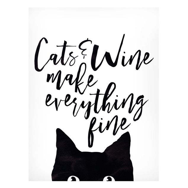 Lavagne magnetiche con frasi Gatti e vino fanno bene a tutto