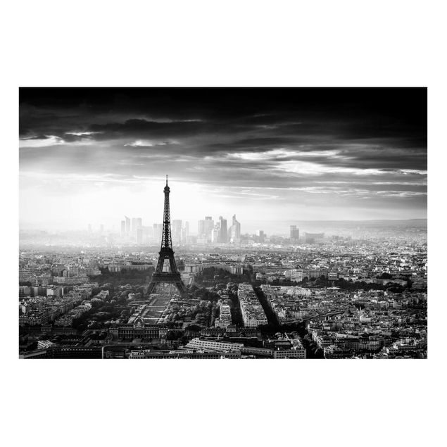 Lavagne magnetiche con architettura e skylines La Torre Eiffel dall'alto in bianco e nero