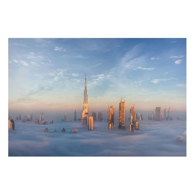 Lavagne magnetiche con architettura e skylines Dubai sopra le nuvole