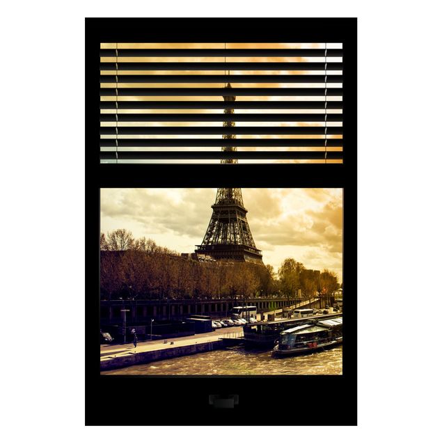 Lavagne magnetiche con architettura e skylines Tende a finestra - Parigi, Torre Eiffel al tramonto