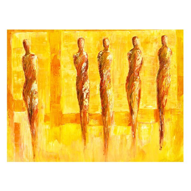 Quadro astratto Petra Schüßler - Cinque figure in giallo
