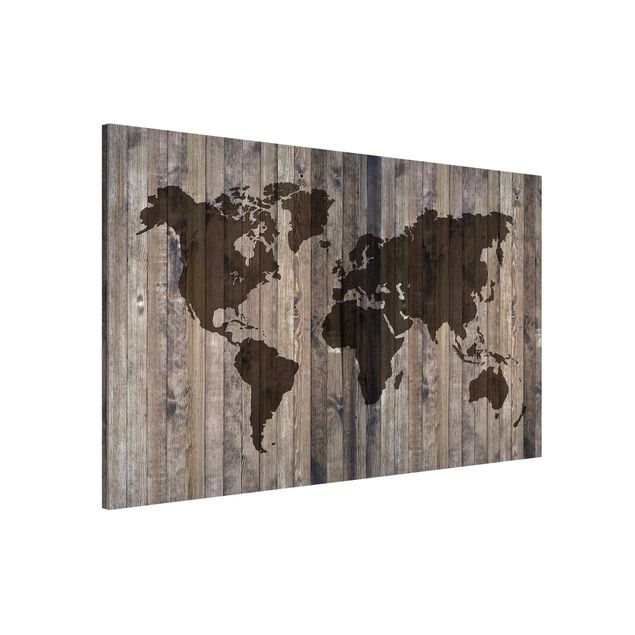 Quadro moderno Mappa del mondo in legno