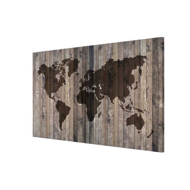 Lavagna magnetica planisfero Mappa del mondo in legno