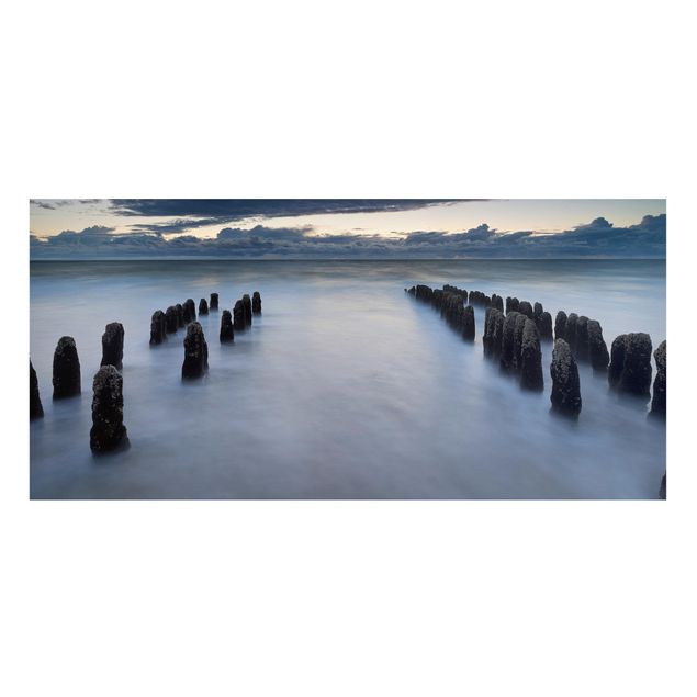 Lavagne magnetiche con paesaggio Vecchi pali di legno nel mare del Nord a Sylt