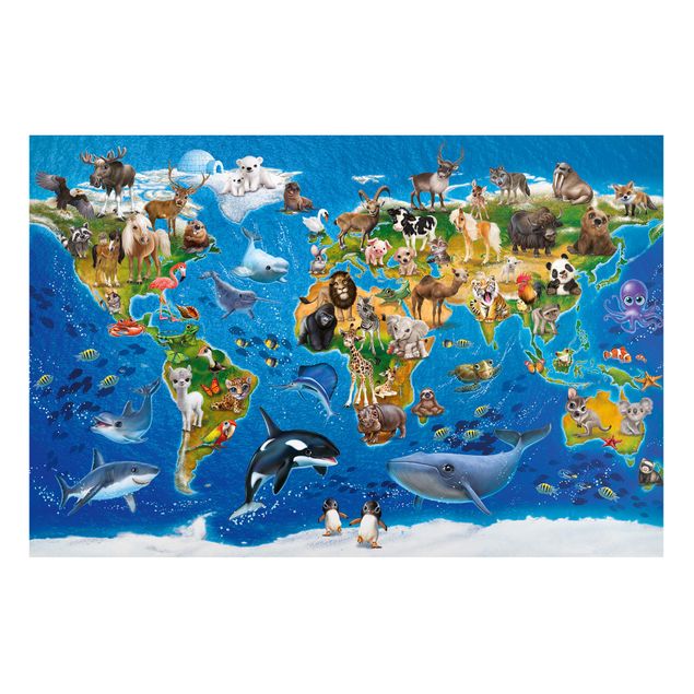 Decorazioni camera neonato Animal Club International - Mappa del mondo con animali
