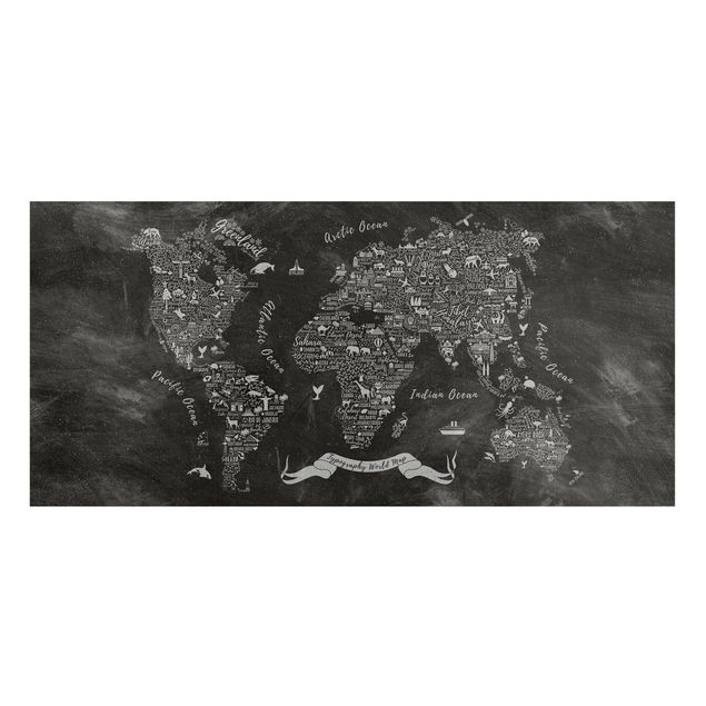 Quadri moderni   Mappa del mondo in gesso tipografico