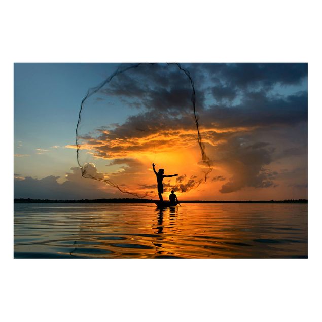 Lavagne magnetiche con paesaggio Rete da pesca al tramonto