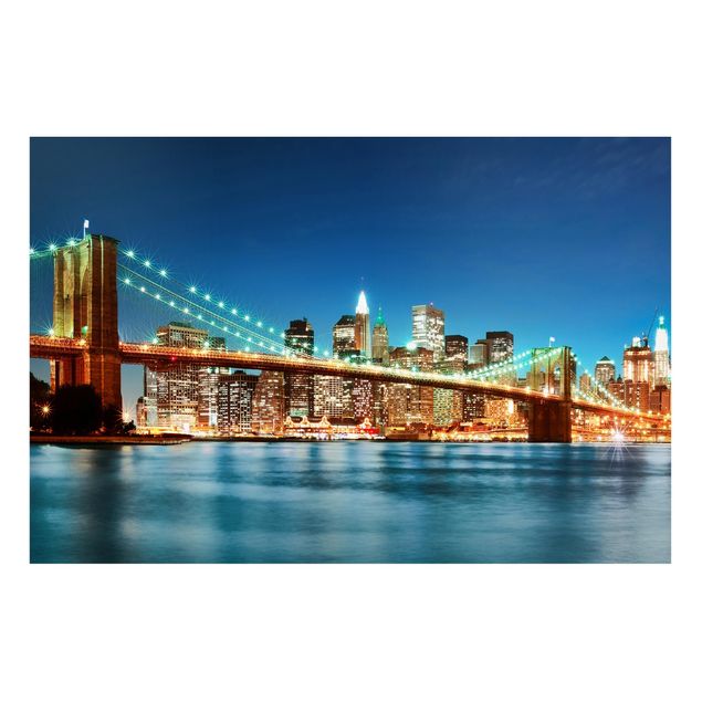 Lavagne magnetiche con architettura e skylines Ponte di Manhattan di notte