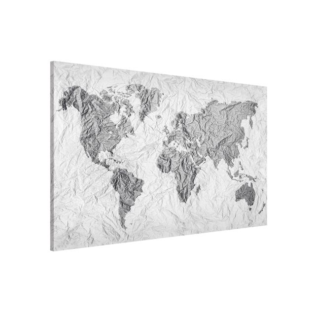 Lavagna magnetica mappamondo Mappamondo di carta Bianco Grigio