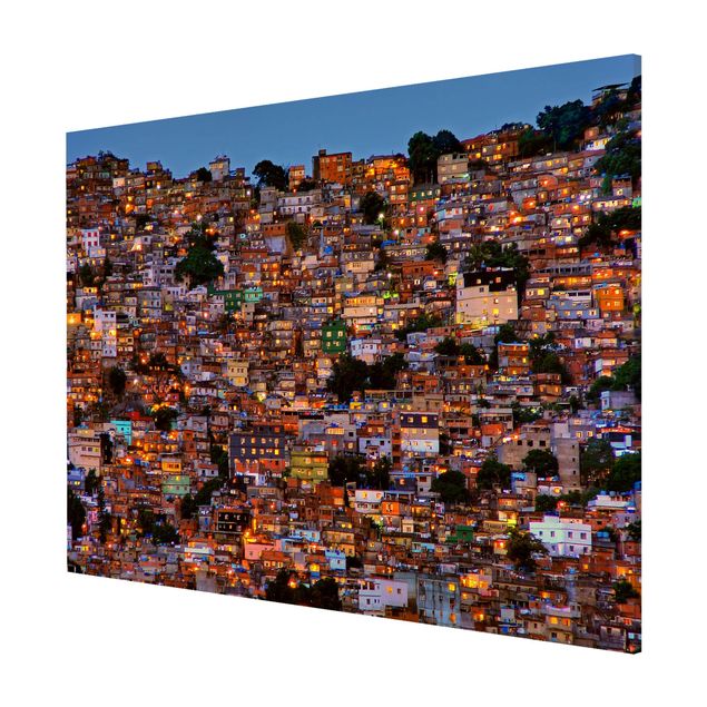 Quadri skyline  Rio De Janeiro Favela tramonto
