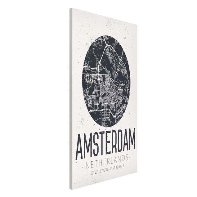 Lavagna magnetica planisfero Mappa della città di Amsterdam - Retrò