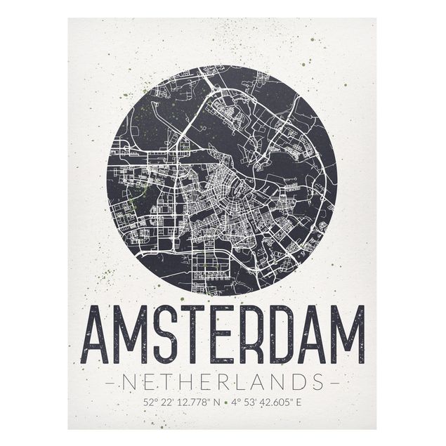 Lavagne magnetiche con frasi Mappa della città di Amsterdam - Retrò