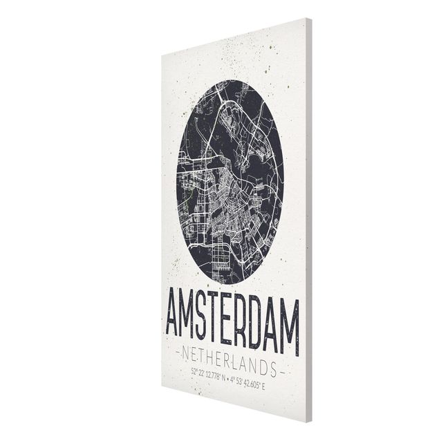 Quadro moderno Mappa della città di Amsterdam - Retrò