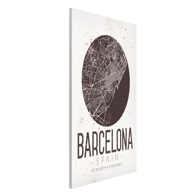 Lavagna magnetica mappamondo Mappa della città di Barcellona - Retrò