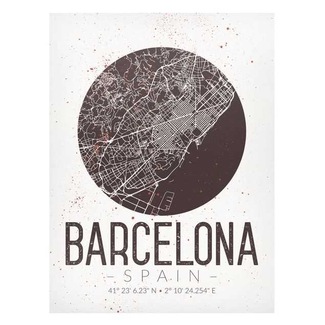 Lavagne magnetiche con frasi Mappa della città di Barcellona - Retrò